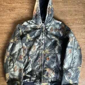 Vintage Camouflage Carhartt Jacket Mens XL Tall Realtree Camo Hooded J144 CMO